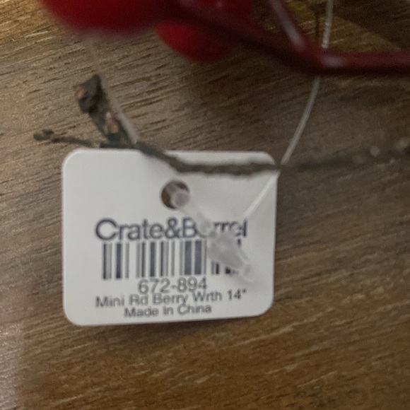 Crate & Barrel Faux Mini Red Berry Wreath 14" - Picture 6 of 6